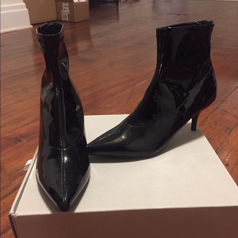 Patent ankle boots